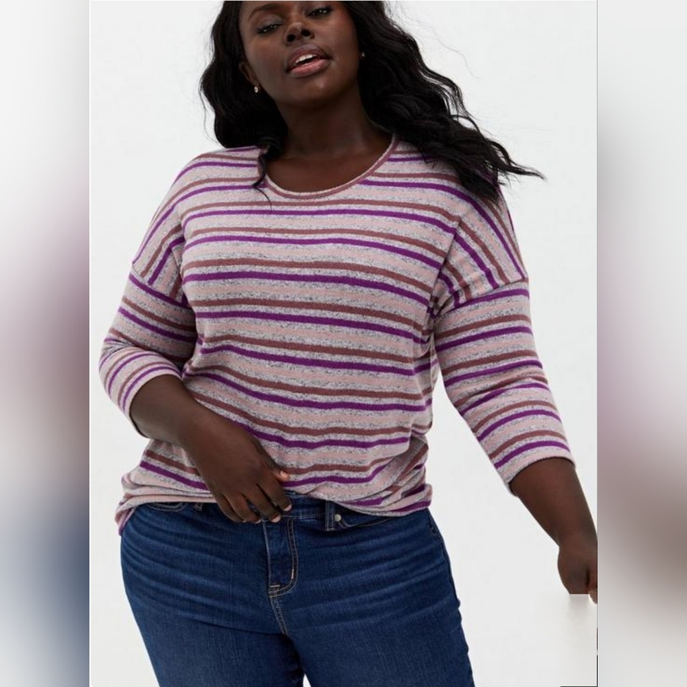 Torrid Super Soft Plush Relaxed Fit Striped Knit Top Women's sz 2X